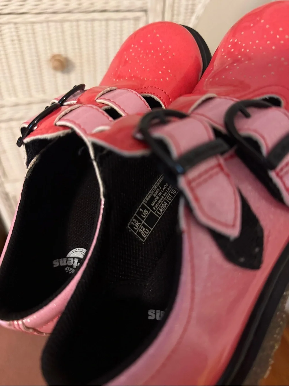 Dr. Martens Kids Pink Patent Double-Strap Mary Janes
